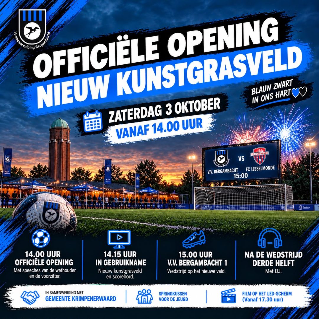 Nieuw kunstgras en LED-scorebord voor eerste veld vv Bergambacht
